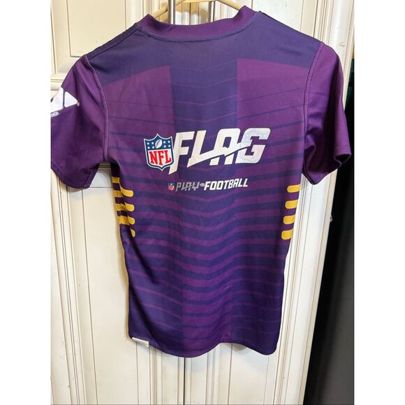NFL Youth Vikings Football Short Sleeve Reversible Jersey Purple Yellow Small - Picture 1 of 10